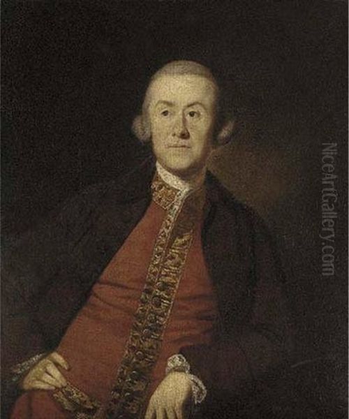 Portrait Of A Gentleman, (a Member Of The Lister Kay Family Of Denby Grange, Wakefield?), In A Burgundy Jacket And A Waistcoat Oil Painting by Benjamin Wilson