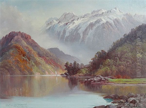 Calm Bay, Lake Manapouri Oil Painting by Lawrence William Wilson