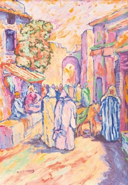 Scene De Marche A Tanger Oil Painting by Wilson, Patten