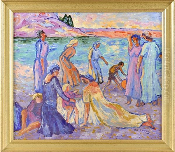 Vierfigurige Strandszene Oil Painting by Wilson, Patten