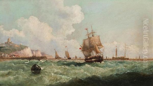 Ships Off Dover Oil Painting by John Jock Wilson