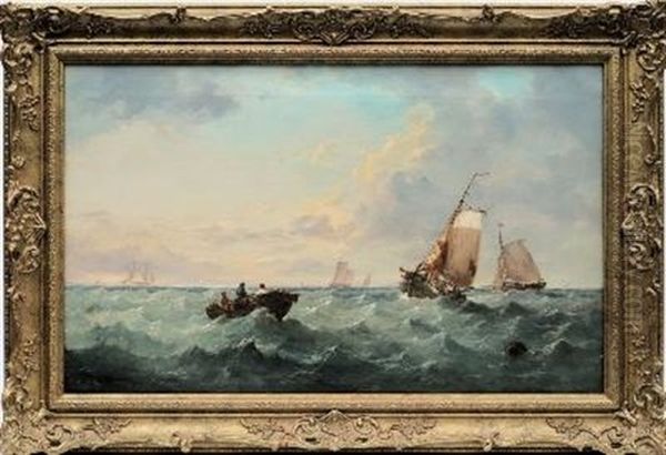 Shipping In A Bay Oil Painting by John Jock Wilson