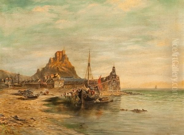 Scottish Shipping Scene Oil Painting by John Jock Wilson