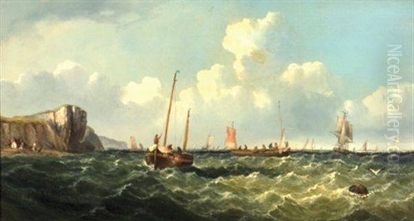 The English Channel Off The Cliffs Of Dover Oil Painting by John Jock Wilson