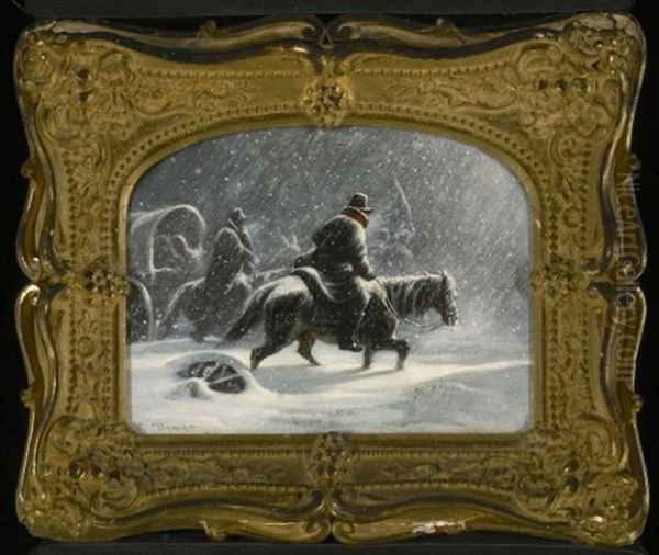 Snowy Ride Oil Painting by Charles Wimar