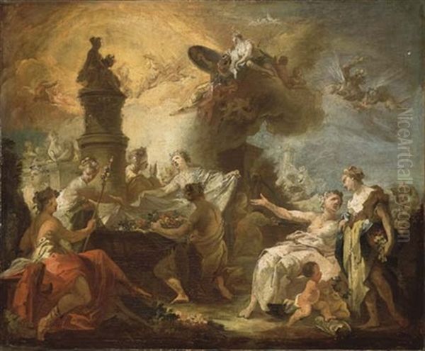 Allegorie Du Printemps Oil Painting by Christian (Johann C. Thomas) Winck