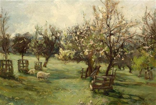 Schafe Auf Der Wiese Oil Painting by James Lawton Wingate