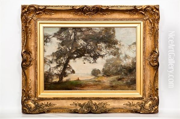 Figures In A Landscape Oil Painting by James Lawton Wingate