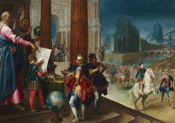 Allegory Of The Princly Education Oil Painting by Jeremias van Winghe