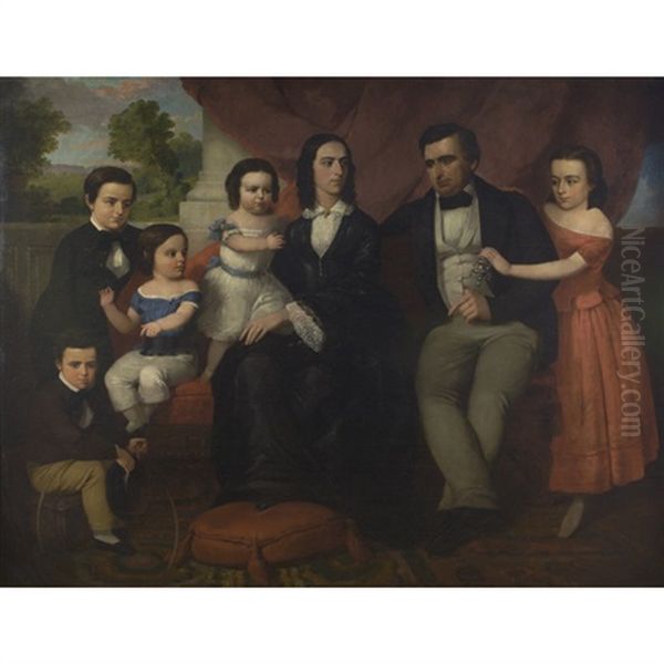 Portrait Of John Davis Jones And Family Of Philadelphia, Pennsylvania Oil Painting by William E. Winner