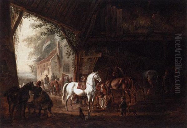 The Horse Market Oil Painting by Abraham Hendrik Winter