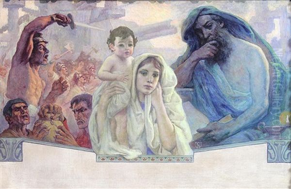 Untitled (war And Peace) Oil Painting by Charles Winter