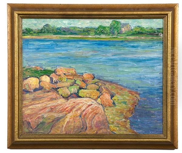 Rocky Shoreline Oil Painting by Charles Winter