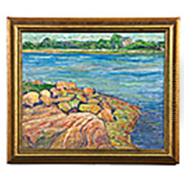 Rocky Shoreline Oil Painting by Charles Winter