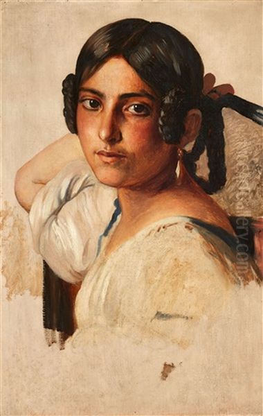 A Young Italian Girl Oil Painting by Franz Xavier Winterhalter