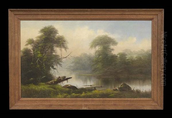 Louisiana Bayou Landscape Oil Painting by James Hosmer Perkins Wise