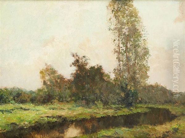 Bords De Riviere Oil Painting by Prosper Joseph Pierre de Wit