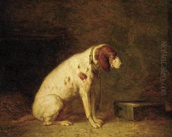 A Hound In A Kennel Oil Painting by Petrus Josephus (Pierre Joseph) Witdoeck