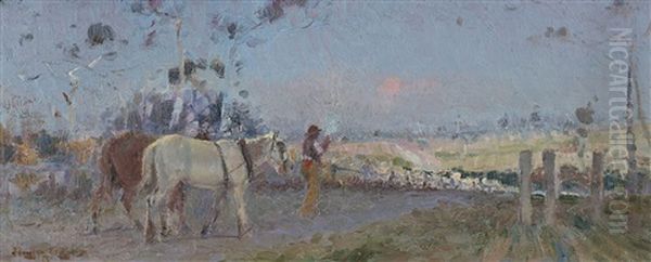 Plough Horses Oil Painting by Walter Withers
