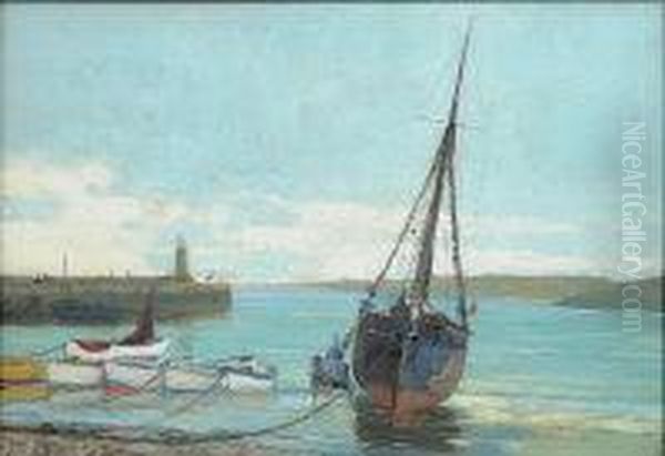 St. Ives Harbour Oil Painting by John Bromley