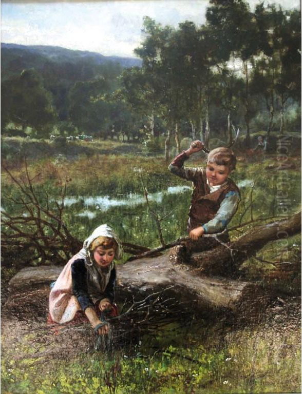 Wood Gatherers Oil Painting by John Bromley