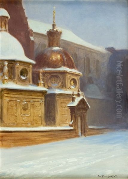 Wawel Cathedral And Sigismond Chapel Oil Painting by Stanislaw Ignacy Witkiewicz (Witkacy)