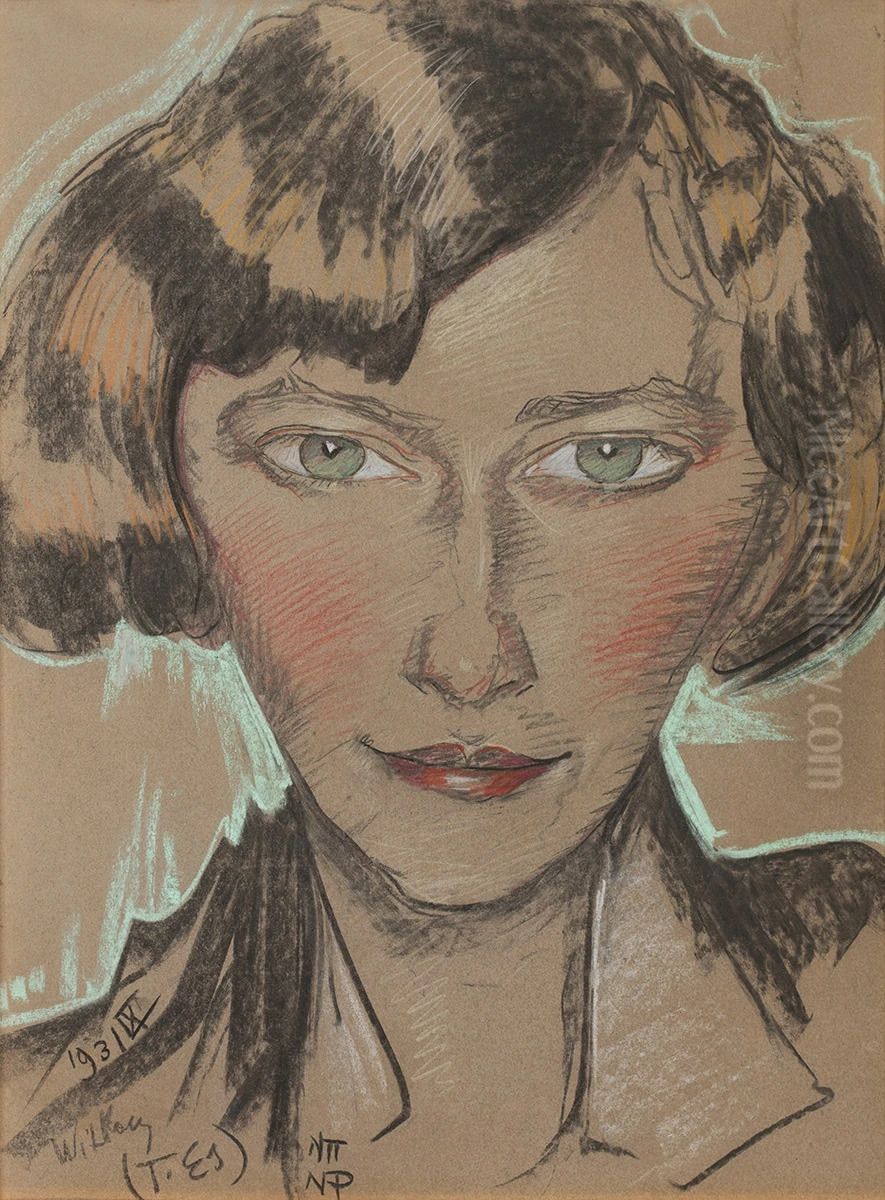 Portrait Of Eugenia Dunin-borkowska Oil Painting by Stanislaw Ignacy Witkiewicz (Witkacy)