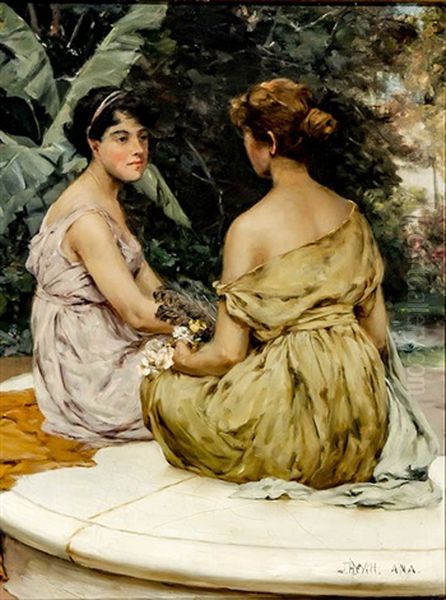 A Classical Conversation Oil Painting by John Harrison Witt