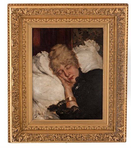 A Woman Asleep Oil Painting by John Harrison Witt