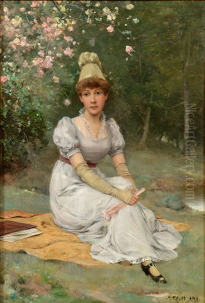 Young Lady In Landscape Oil Painting by John Harrison Witt