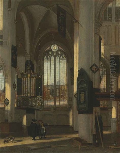 The Transept Of A Gothic Church With An Organ Oil Painting by Emanuel de Witte