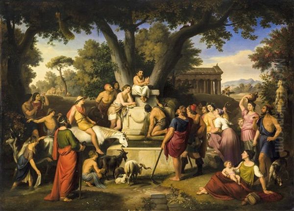 Aesop Narrates From His Fables Oil Painting by Johann Michael Wittmer the Younger