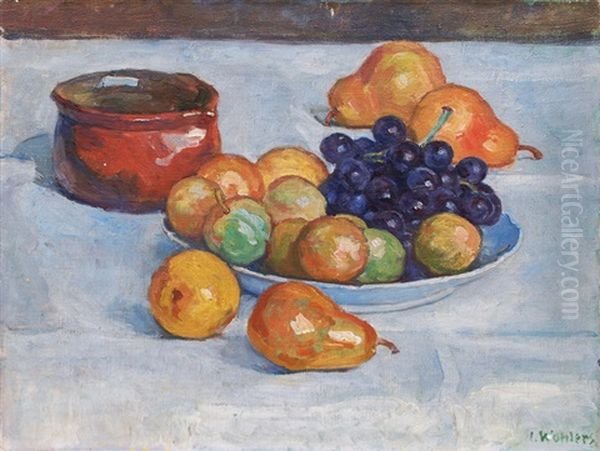 Still Life With Grapes Oil Painting by Julius Wohlers