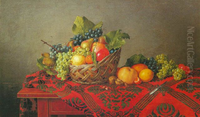 Fruchtestilleben Oil Painting by Christoph Wilhelm Wohlien