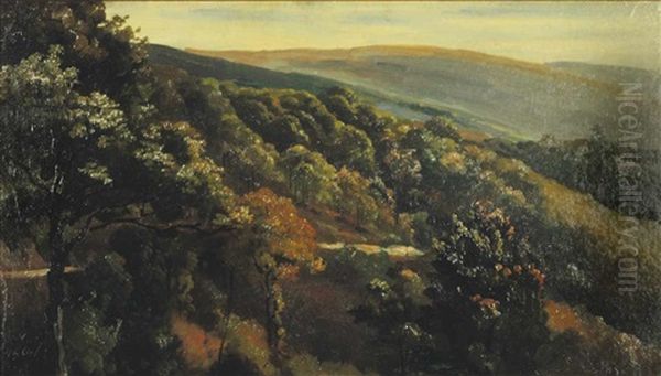 Bewaldeter Bergrucken, Neckartal Oil Painting by Max Wolf