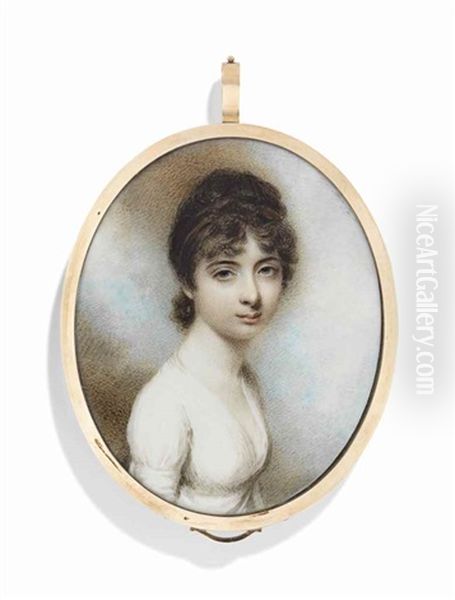 A Lady In White Dress Oil Painting by William Wood