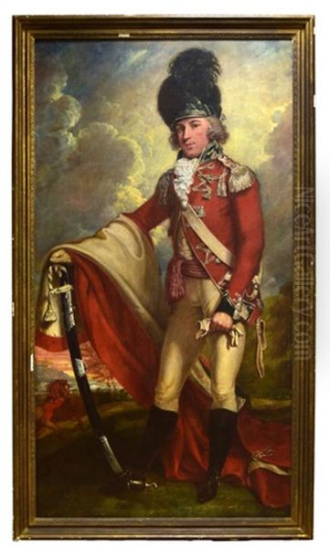 Portrait Of An Officer Of The Berkshire Regiment Of Fencible Cavalry, Or Windsor Foresters Oil Painting by Samuel Woodford