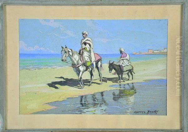 cavaliers Sur La Plage Oil Painting by Matteo Brondy