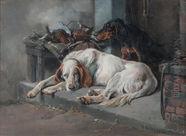 Dogs And Game Oil Painting by William Woodhouse