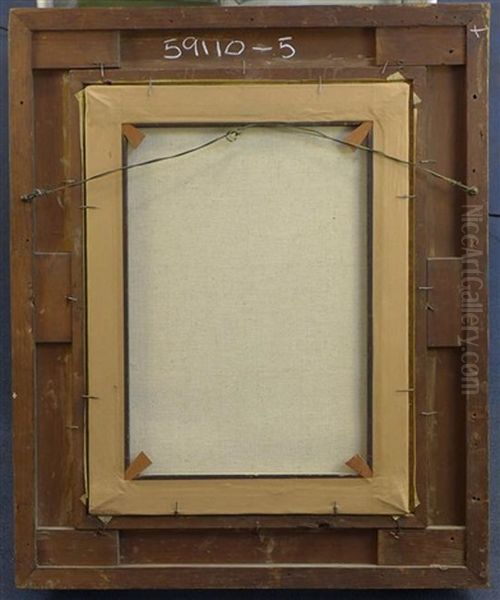 Woman Bathing Her Feet In A Stream Oil Painting by Alfred Woolmer