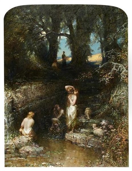 The Rock Pool Oil Painting by Alfred Woolmer