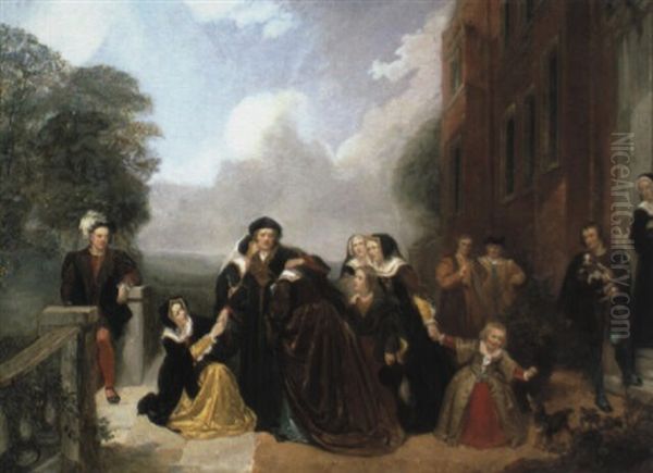 The Seperation Of Sir Thomas More And His Family Oil Painting by Thomas A. Woolnoth
