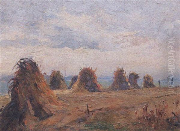 Haystacks Oil Painting by Francis Humphry Woolrych