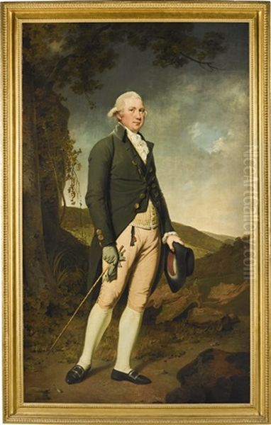 Portrait Of Susannah Arkwright, Mrs Charles Hurt (1762-1835) And Her Daughter Mary Anne; Portrait Of Charles Hurt Of Wirksworth (1758-1834) Oil Painting by Josepf Wright Of Derby