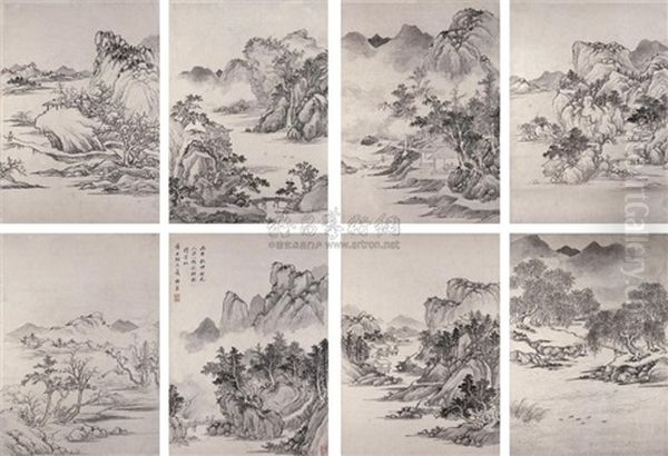 Landscape (+ 7 Others; 8 Works) Oil Painting by Wu Weiye