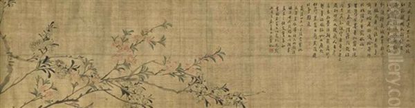 Peach Blossoms Oil Painting by Wu Xizai