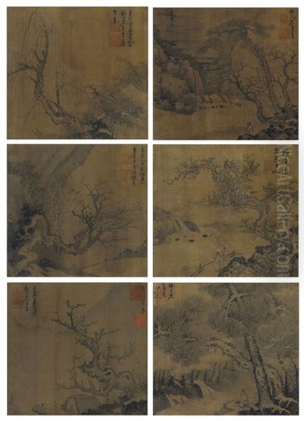 Landscapes (album W/6 Works) Oil Painting by Wu Zhen