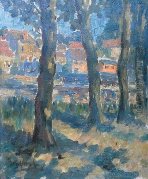 Village Aux Arbres Oil Painting by Max Wulfart