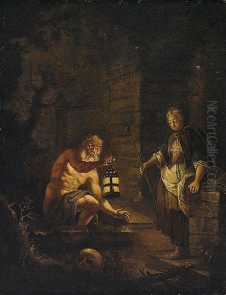 Junge Pilgerin Bei Einem Einsiedler Oil Painting by Willem Ernst Wunder