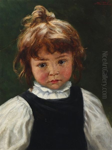 A Girl's Portrait Oil Painting by Marie Wunsch